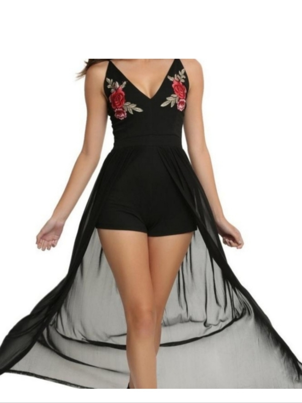 HOT-TOPIC'S--- Black Sheer Panel Chemise Slip XXL..